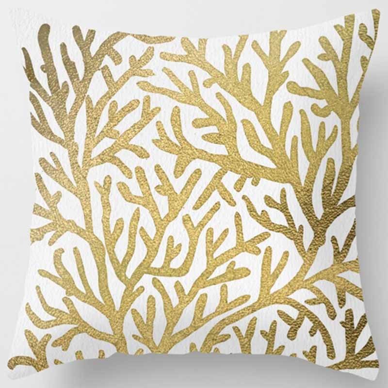 Golden Leaf Throw Pillow Peach Skin