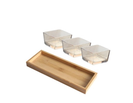 Bamboo & Wood Divided Snack Tray