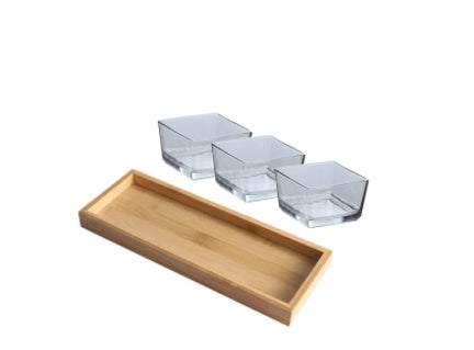 Bamboo & Wood Divided Snack Tray