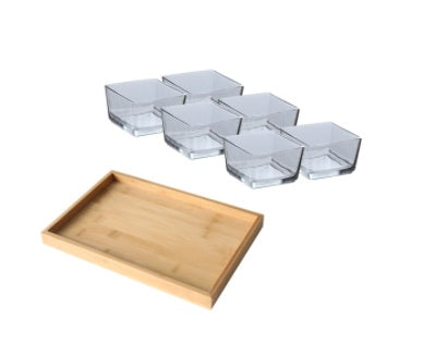 Bamboo & Wood Divided Snack Tray