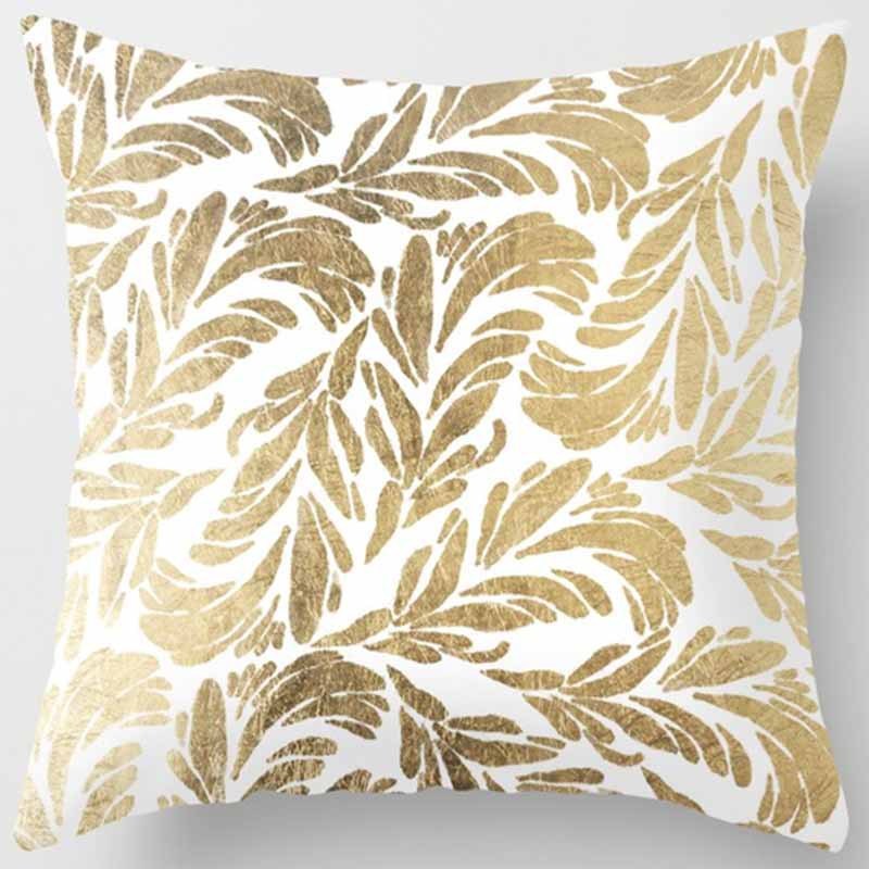 Golden Leaf Throw Pillow Peach Skin