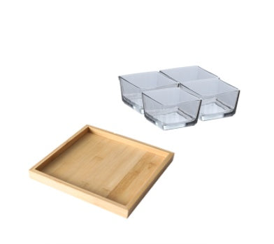 Bamboo & Wood Divided Snack Tray