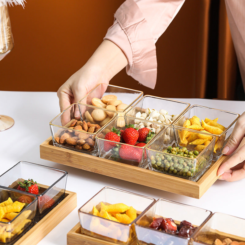 Bamboo & Wood Divided Snack Tray