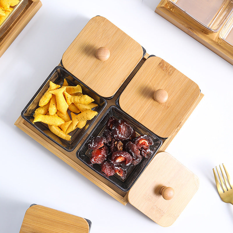 Bamboo & Wood Divided Snack Tray