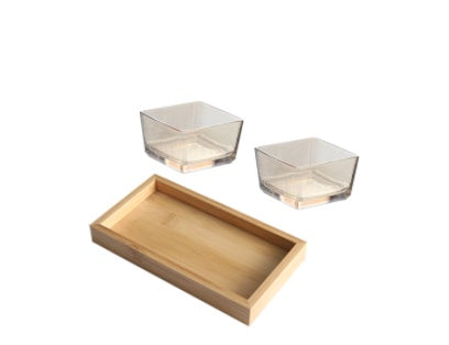 Bamboo & Wood Divided Snack Tray